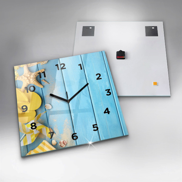 Square glass wall clock Beach accessories and boards