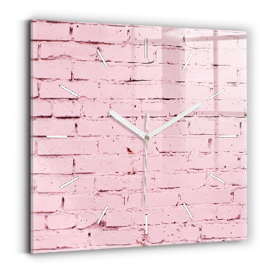 Square glass wall clock Brick wall