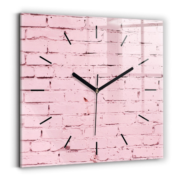 Square glass wall clock Brick wall