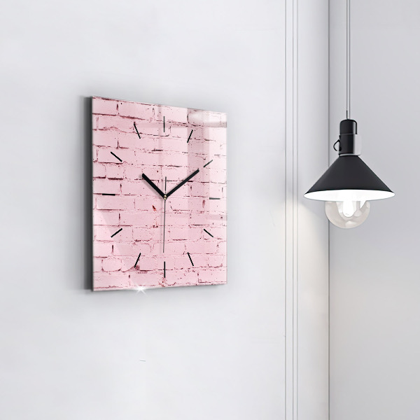 Square glass wall clock Brick wall