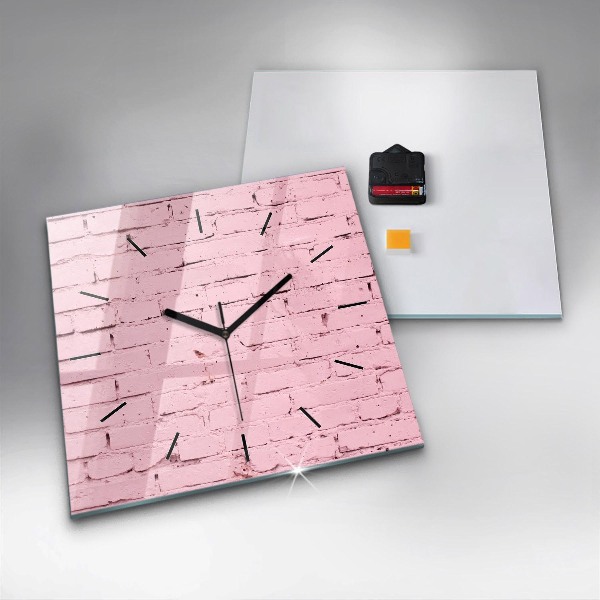 Square glass wall clock Brick wall