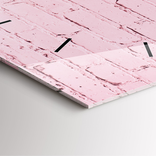 Square glass wall clock Brick wall