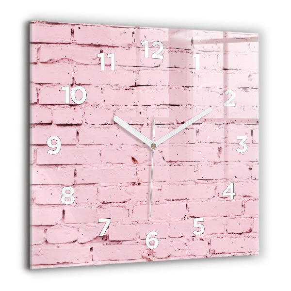 Square glass wall clock Brick wall