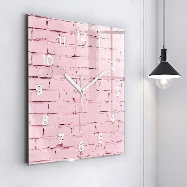 Square glass wall clock Brick wall
