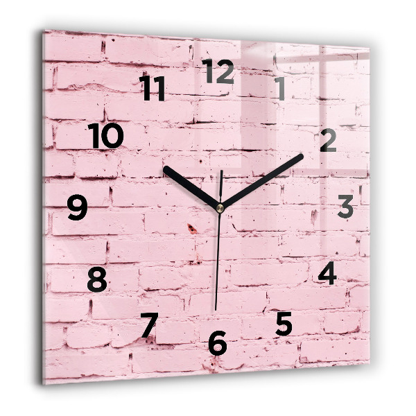 Square glass wall clock Brick wall