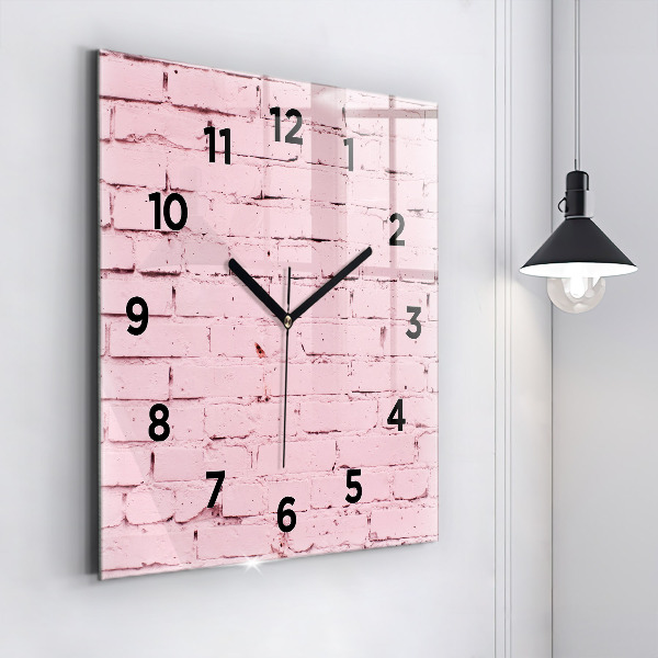 Square glass wall clock Brick wall
