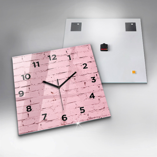 Square glass wall clock Brick wall
