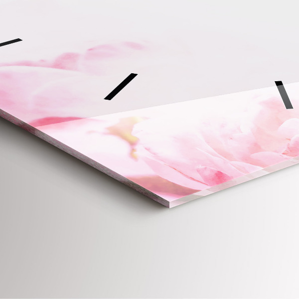 Square glass wall clock Blooming flowers