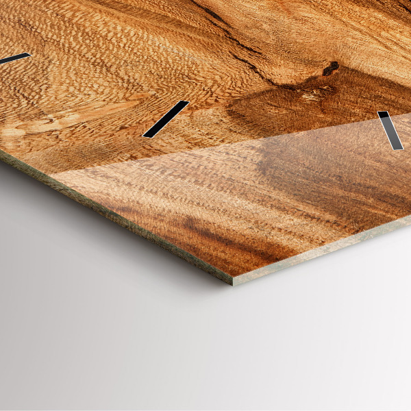 Square glass wall clock Wood texture