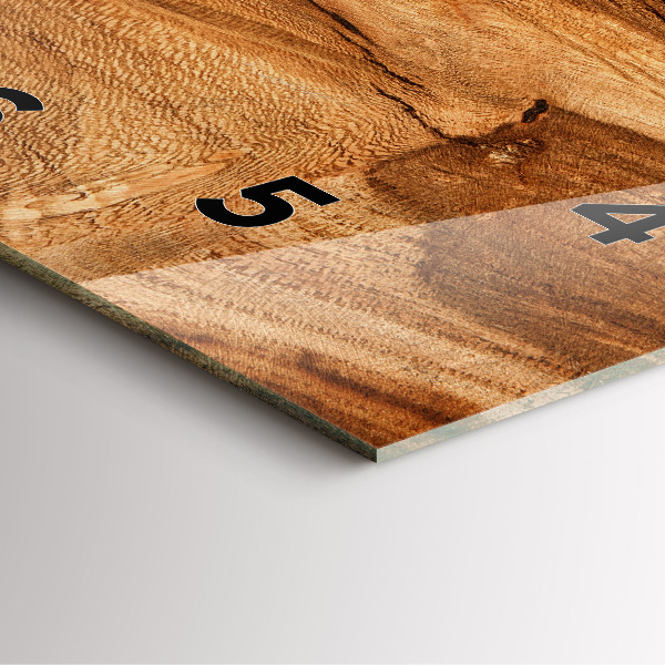 Square glass wall clock Wood texture