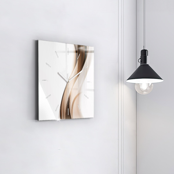 Square glass wall clock Abstraction line