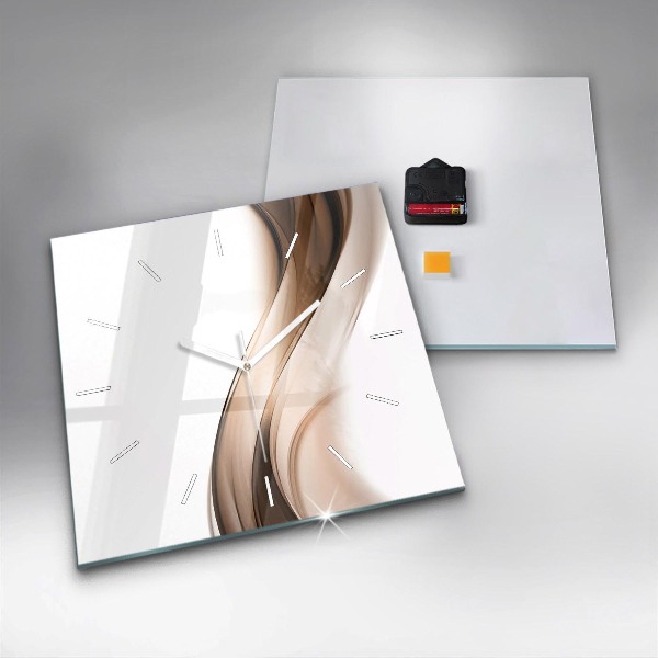 Square glass wall clock Abstraction line