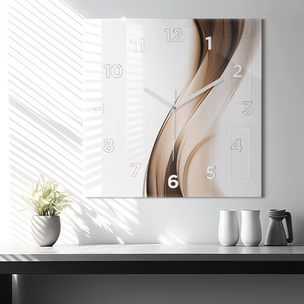 Square glass wall clock Abstraction line