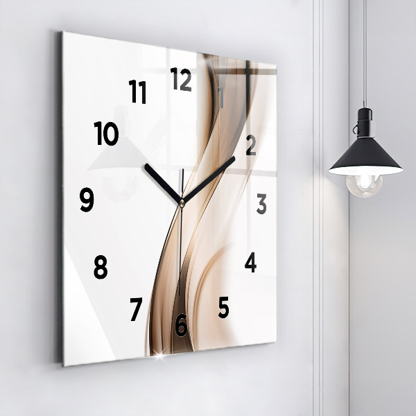 Square glass wall clock Abstraction line