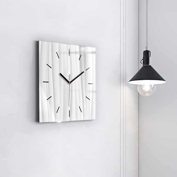 Square glass wall clock Waves texture