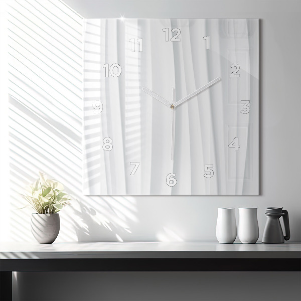 Square glass wall clock Waves texture