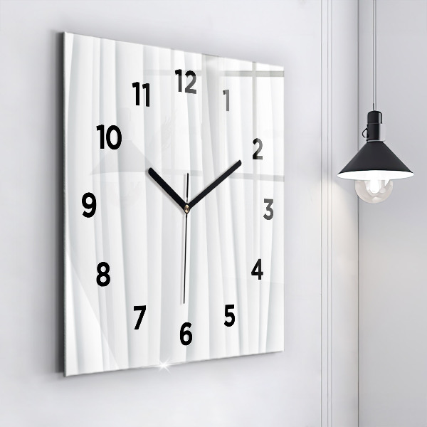 Square glass wall clock Waves texture
