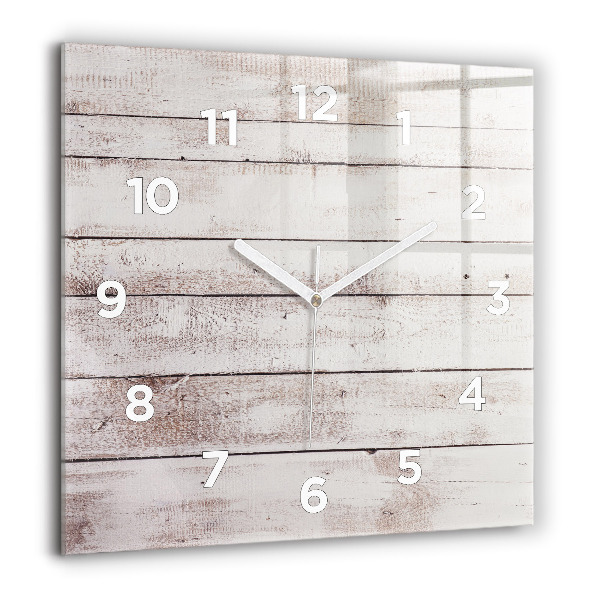 Square glass wall clock Light wood planks