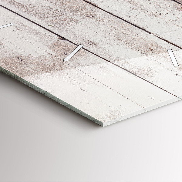 Square glass wall clock Light wood planks