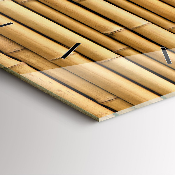 Square glass wall clock Bamboo sticks