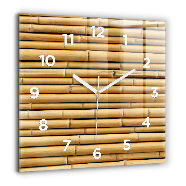 Square glass wall clock Bamboo sticks