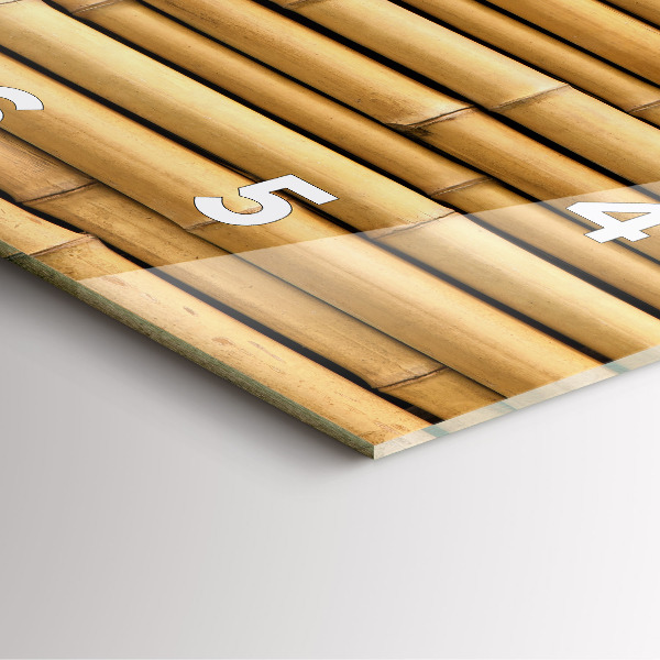 Square glass wall clock Bamboo sticks
