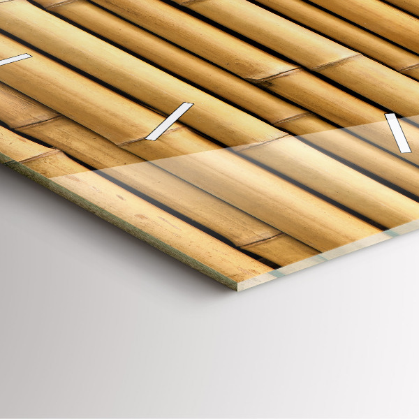 Square glass wall clock Bamboo sticks