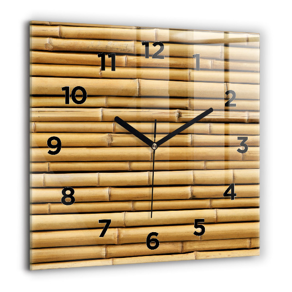 Square glass wall clock Bamboo sticks