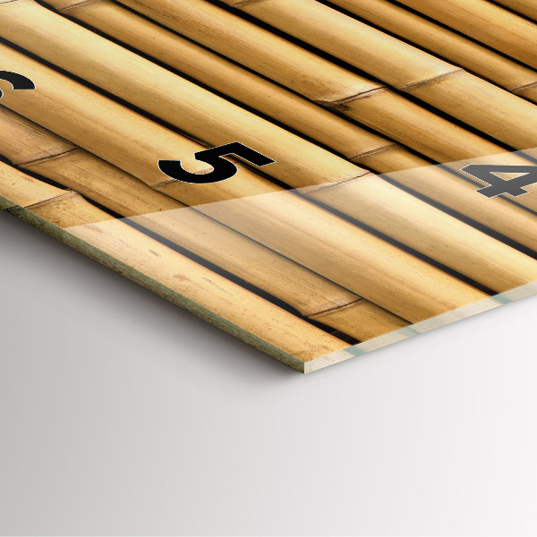 Square glass wall clock Bamboo sticks