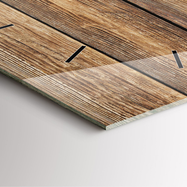 Square glass wall clock Wooden boards
