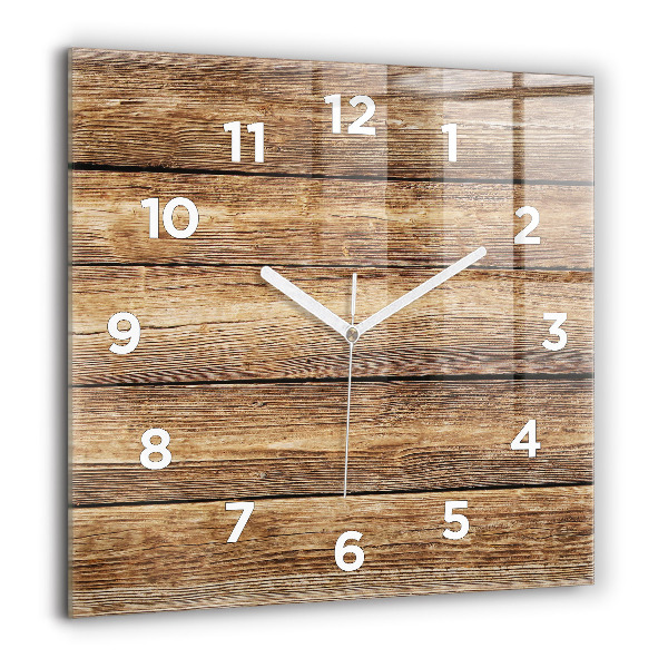 Square glass wall clock Wooden boards