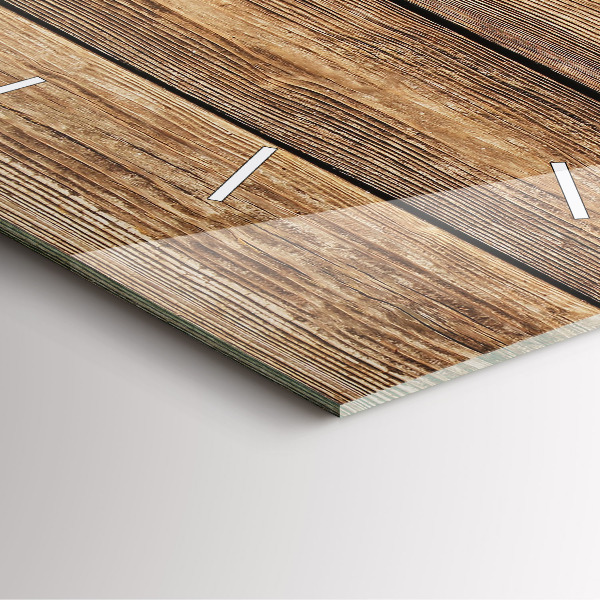 Square glass wall clock Wooden boards