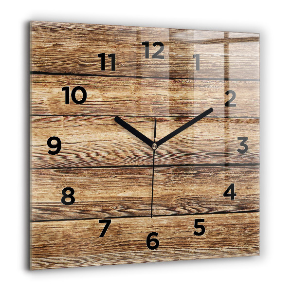Square glass wall clock Wooden boards