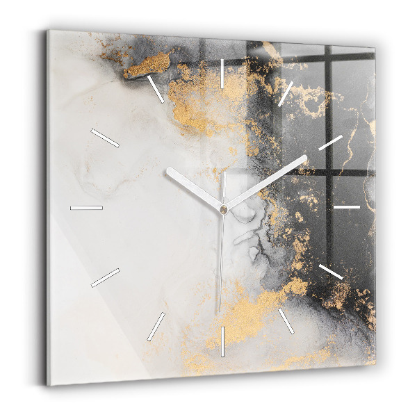 Square glass wall clock Artistic marble