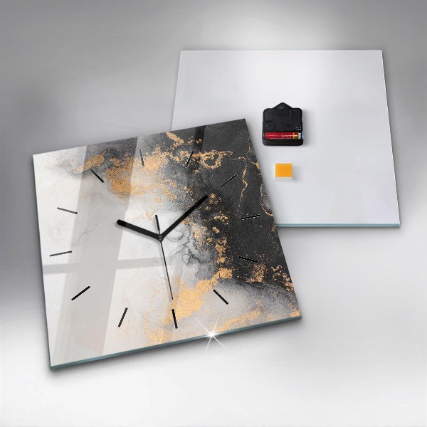 Square glass wall clock Artistic marble