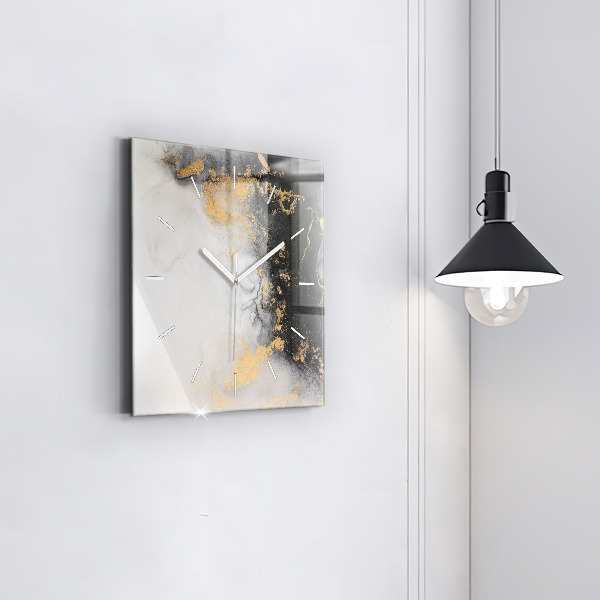 Square glass wall clock Artistic marble