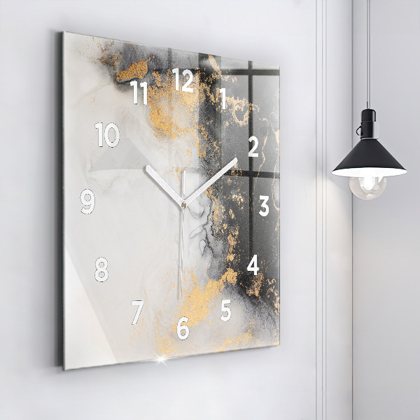 Square glass wall clock Artistic marble