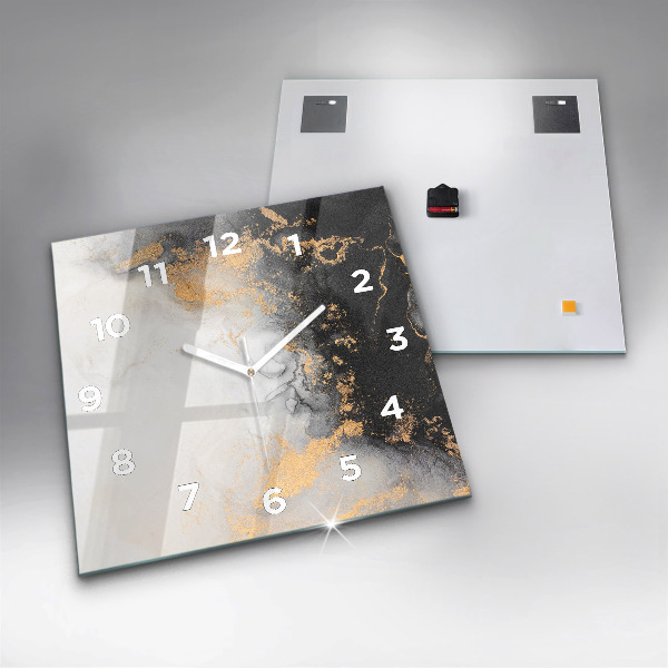 Square glass wall clock Artistic marble