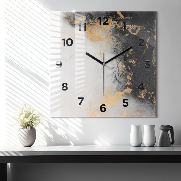 Square glass wall clock Artistic marble