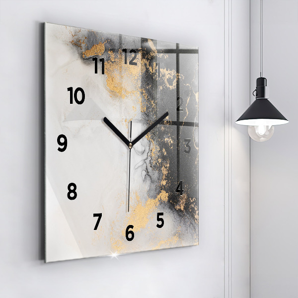 Square glass wall clock Artistic marble