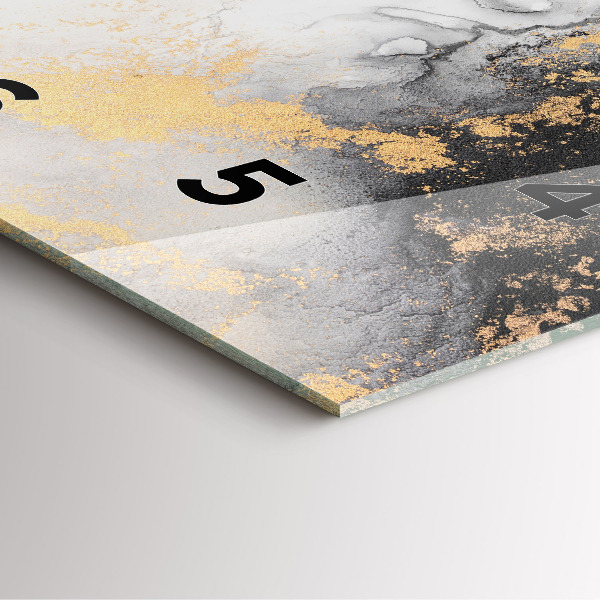 Square glass wall clock Artistic marble