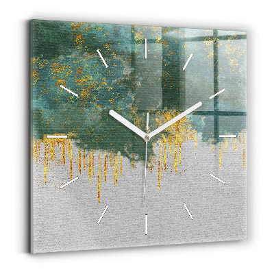 Square glass wall clock Decorative pattern