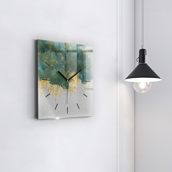 Square glass wall clock Decorative pattern