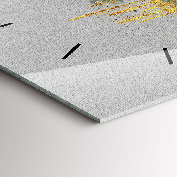 Square glass wall clock Decorative pattern