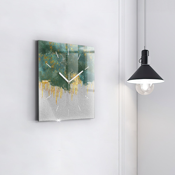 Square glass wall clock Decorative pattern