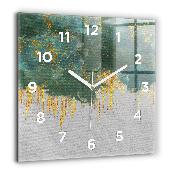 Square glass wall clock Decorative pattern