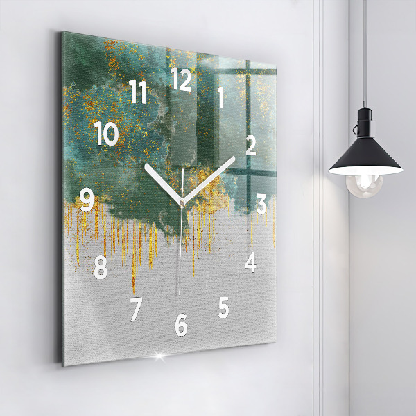 Square glass wall clock Decorative pattern