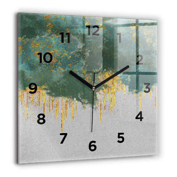 Square glass wall clock Decorative pattern