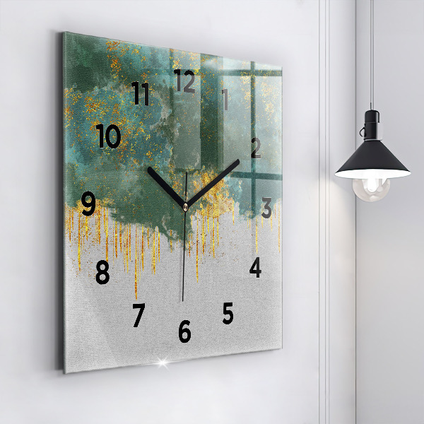 Square glass wall clock Decorative pattern
