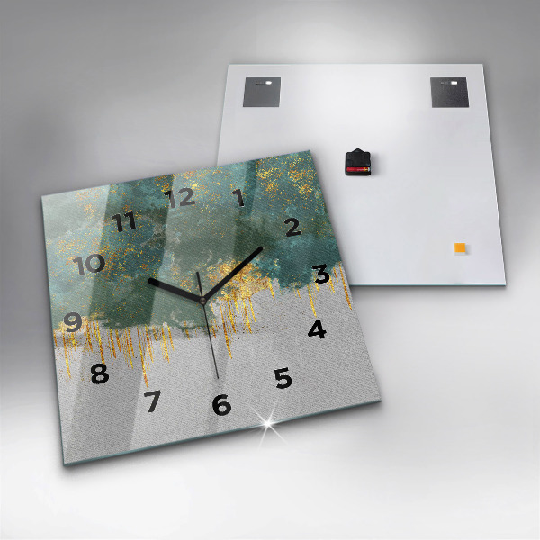 Square glass wall clock Decorative pattern